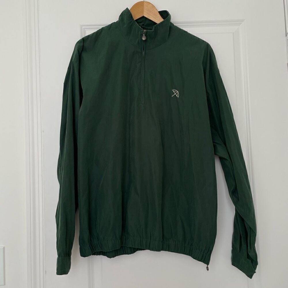 VTG Arnold Palmer 1/4 Zip Pullover w/ side zipper Golf raincoat in Green Size M